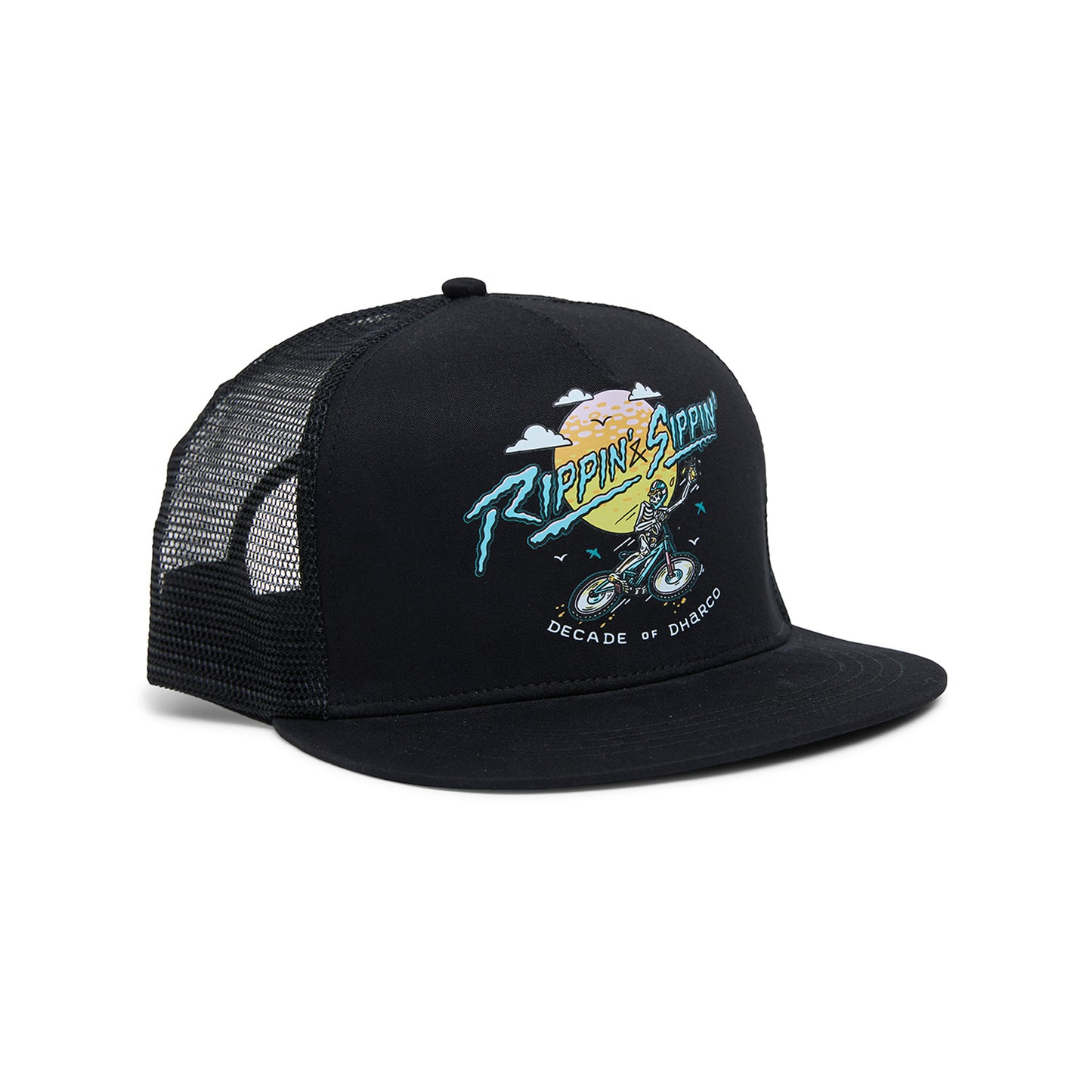 Gorra DHARCO FLAT BRIM TRUCKER RIPPIN AND SIPPIN Negra
