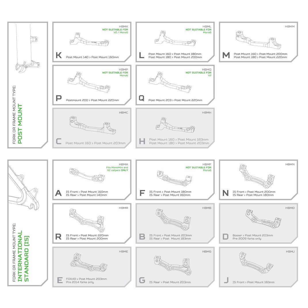 Adaptador pinza delantera / trasera PM / PM HOPE 220mm (+20mm) #HBMP Negro