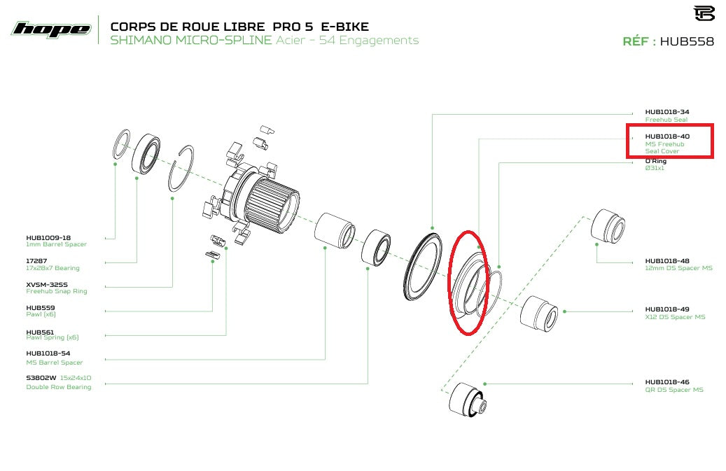 Tapa de junta para Núcleo de rueda libre HOPE PRO 5 Microspline