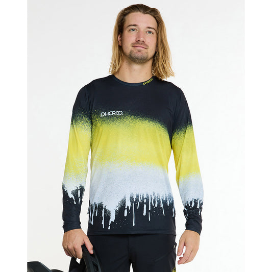 Maillot de manga larga DHARCO RACE ACID RAIN Negro/Amarillo