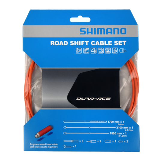 SHIMANO DURA-ACE 9000 Kit de cables y fundas de cambio de polímero naranja