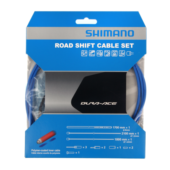 SHIMANO DURA-ACE 9000 Polímero Azul Kit de cable y fundas de desviador