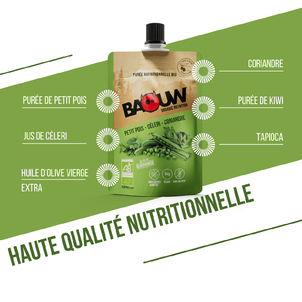 BAOUW Puré energético salado ecológico de guisantes, apio y cilantro (90g)