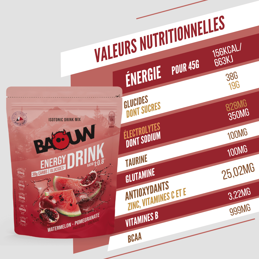 BAOUW ISOTONIC Bebida Energética (585g) Sandía/Granada