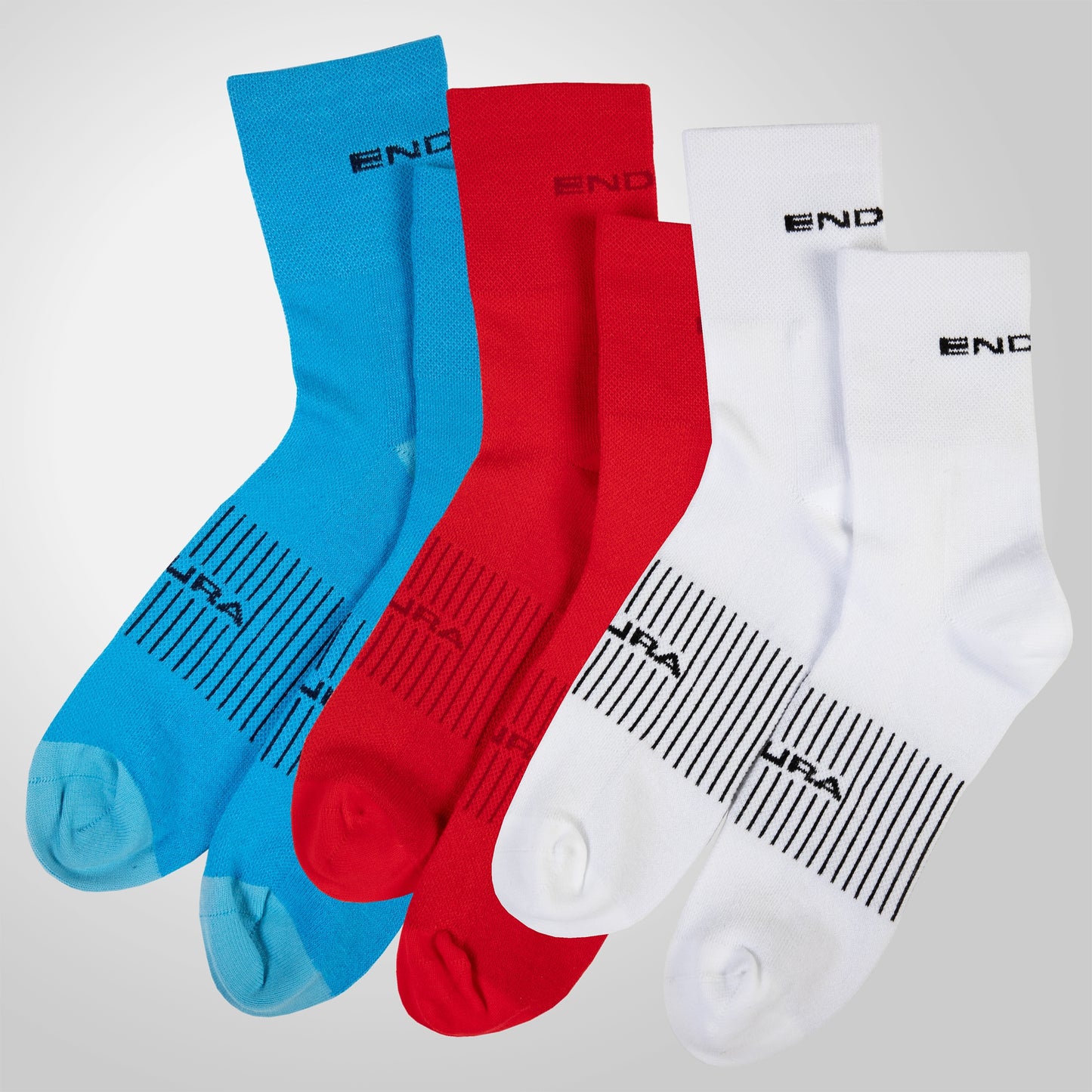 ENDURA COOLMAX RACE Calcetines de 3 pares Blanco/Azul/Rojo