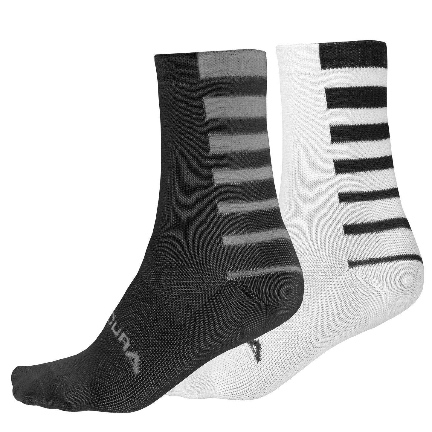 ENDURA COOLMAX STRIPE Calcetines de 2 pares Negro/Blanco