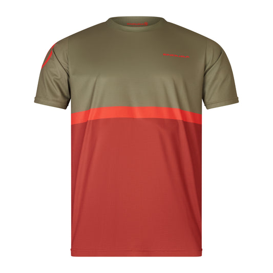 Camiseta de manga corta ENDURA SINGLETRACK CORE TEE II Caqui/Rojo 2025
