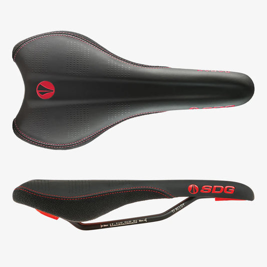 Sillín SDG RADAR MTN Rails Titanio-Alu Negro/Rojo