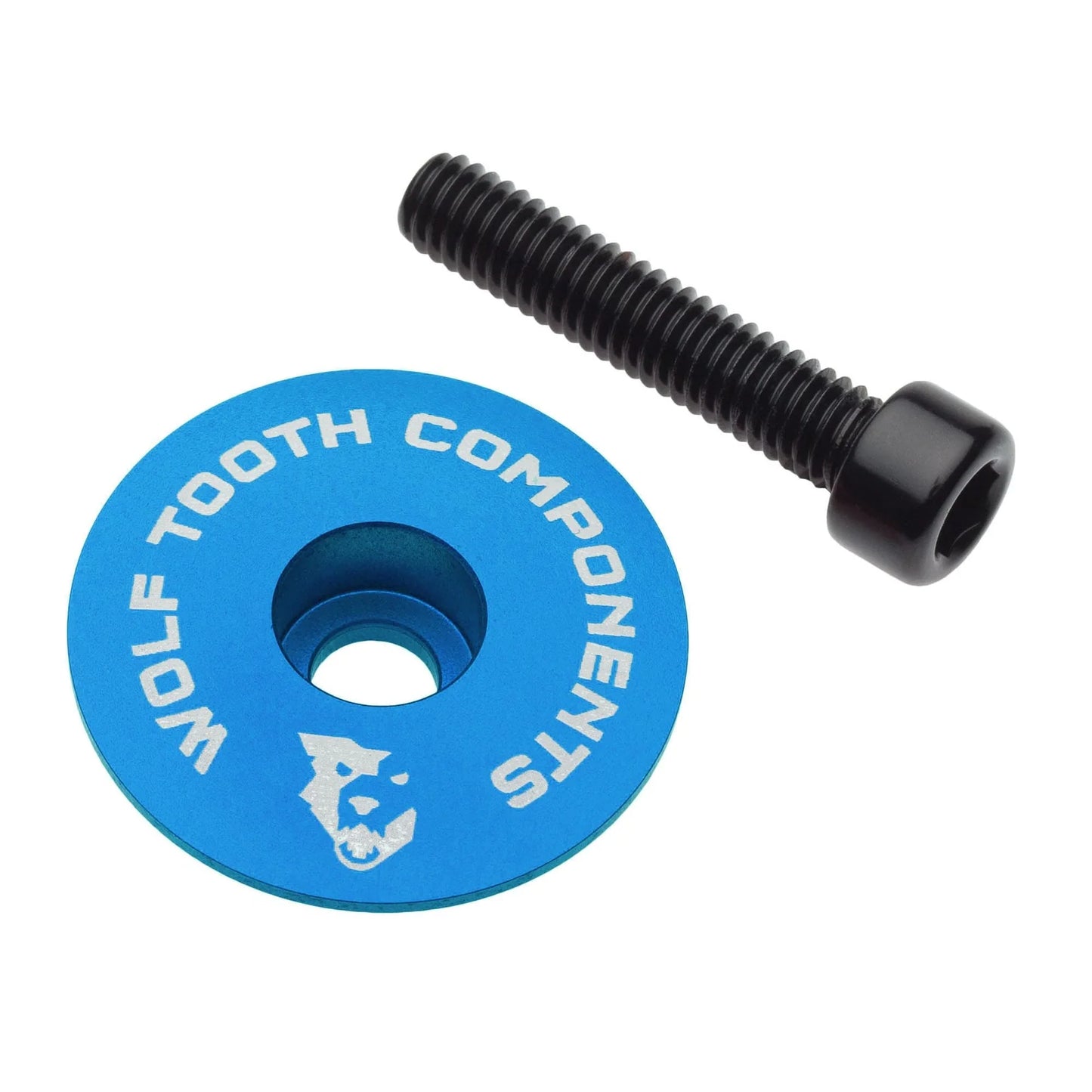 Tapa de manillar WOLF TOOTH Ultralight con tornillo de 1"1/8, azul