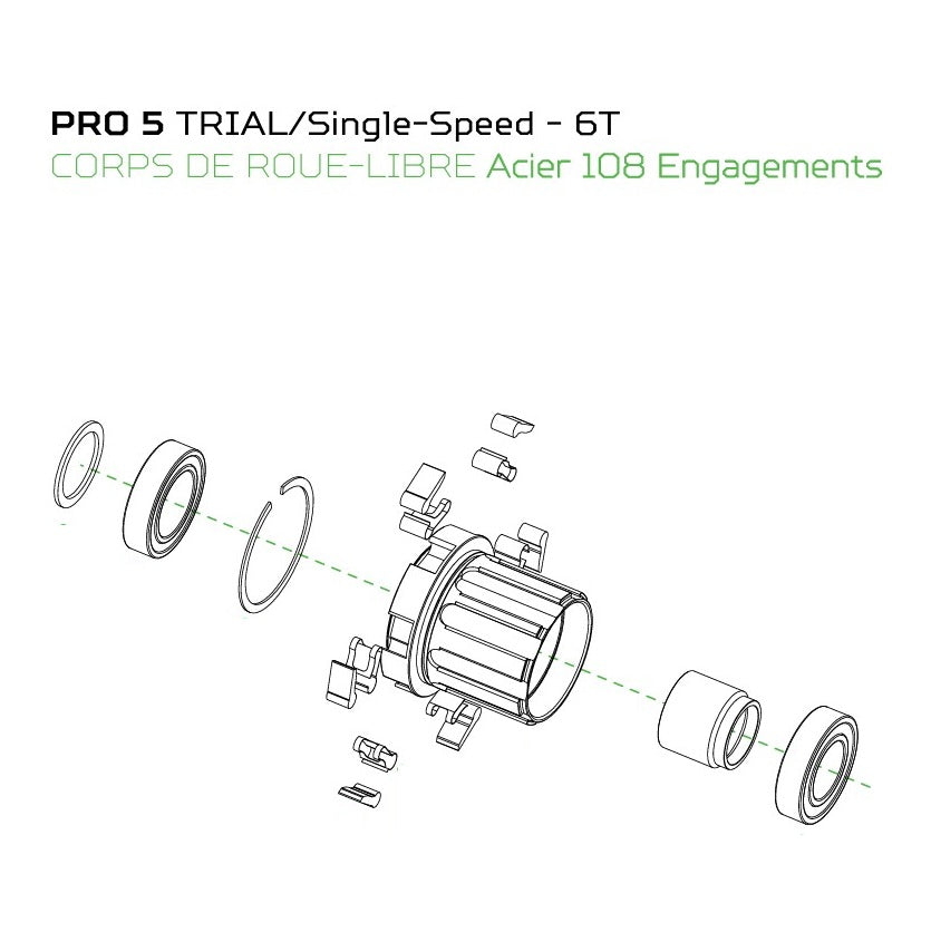 Buje trasero HOPE PRO 5 135mm Trial/SingleSpeed 6 tornillos Negro