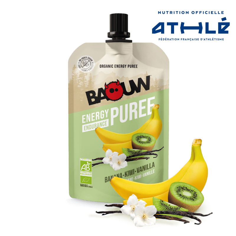BAOUW Puré Energético de Frutas Receta Ecológica Plátano/Kiwi/Vainilla (90g)