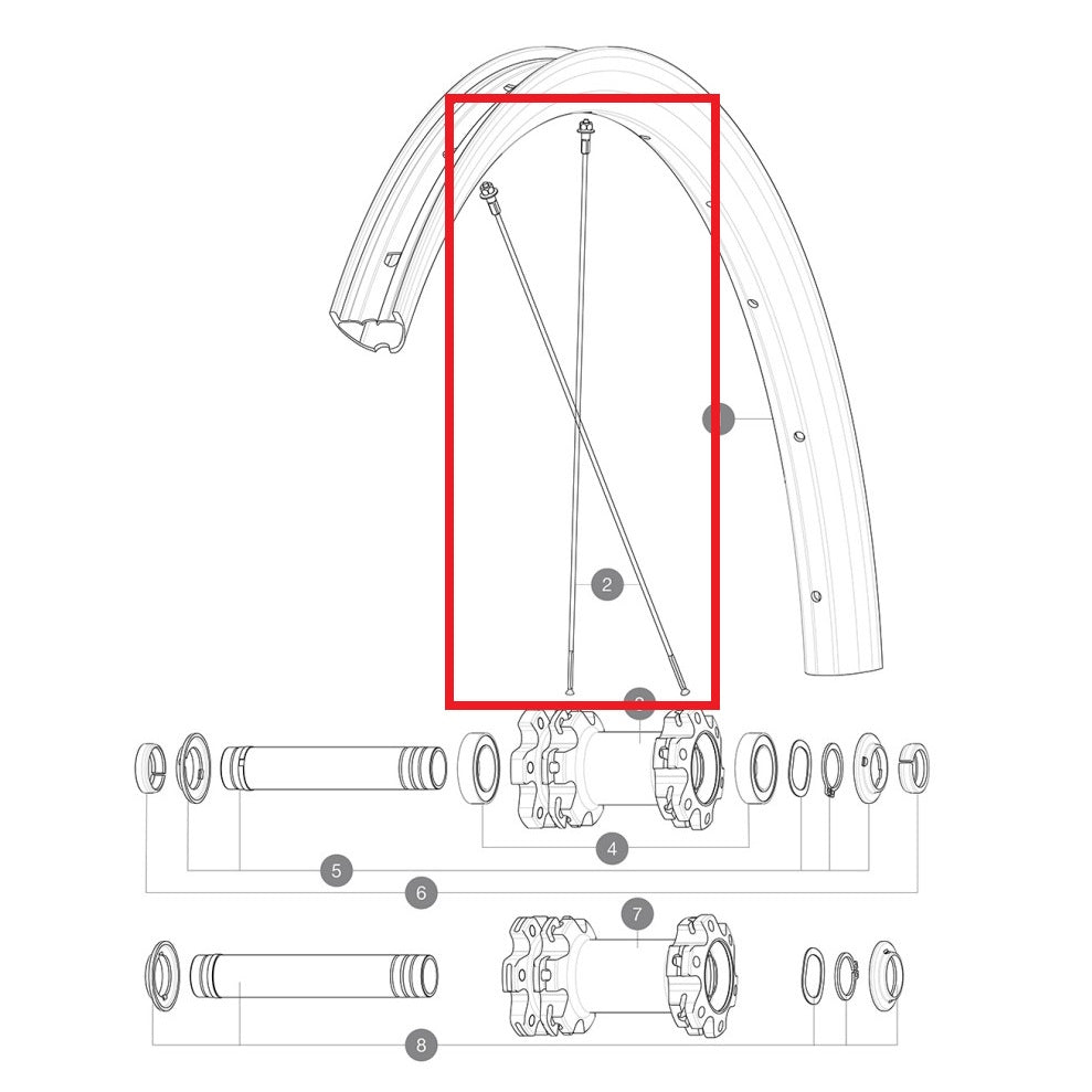 KIT DE 12 RADIOS DELANTEROS Y TRASEROS MAVIC CROSSMAX ELITE CARBON 29'' REDONDOS 290MM + TETÓN DE ACERO NEGRO