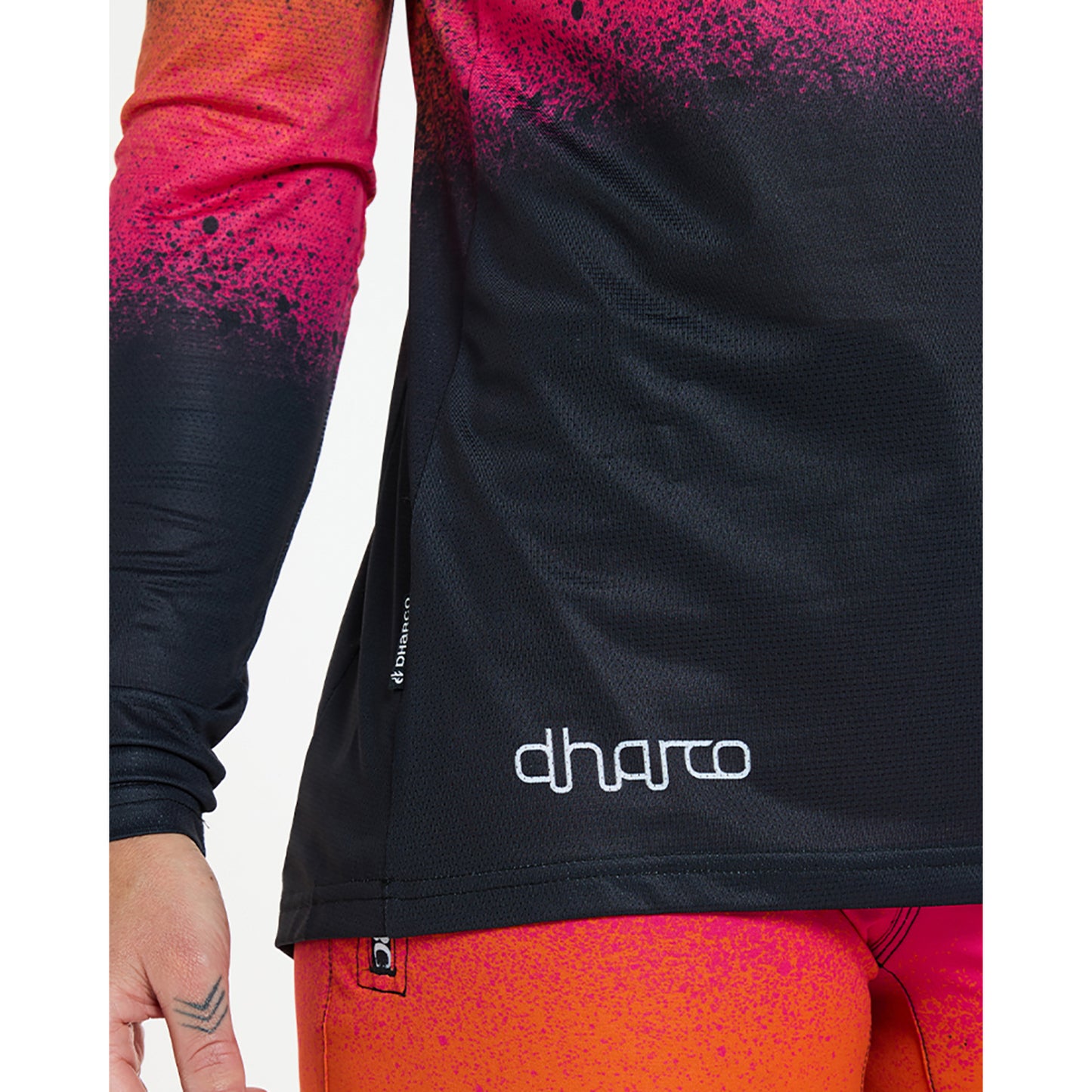 Maillot de manga larga de mujer DHARCO RACE BLACK SNAKE Negro/Naranja