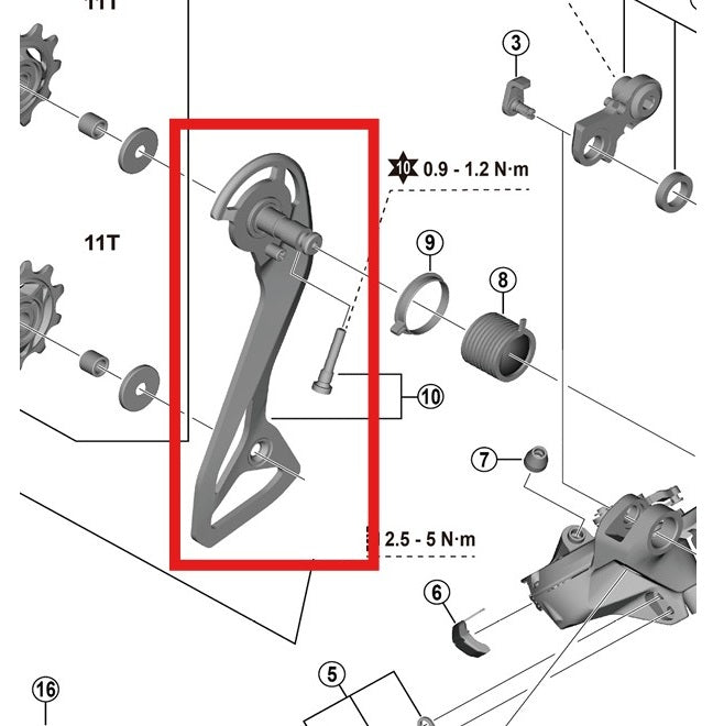 SHIMANO RD-R7150 Horquilla externa y tornillos