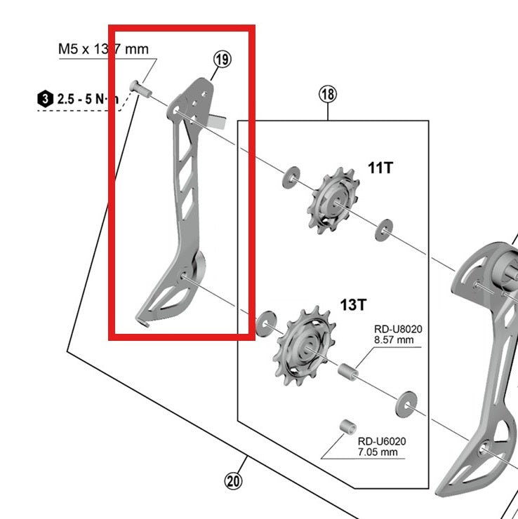 SGS SHIMANO RD-U8020/U6020 Jaula cambio interno