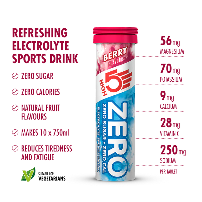Botella + 10 Tabletas de Hidratación Electrolítica High5 CYCLE PACK Fruta Roja