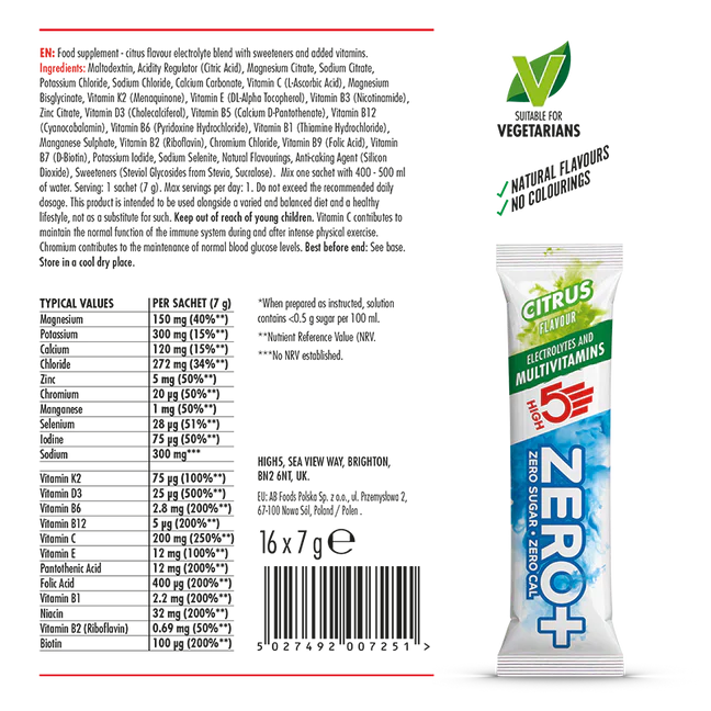 HIGH 5 ZERO+ Multivitamin HYDRATING STICK (7g ) Limón