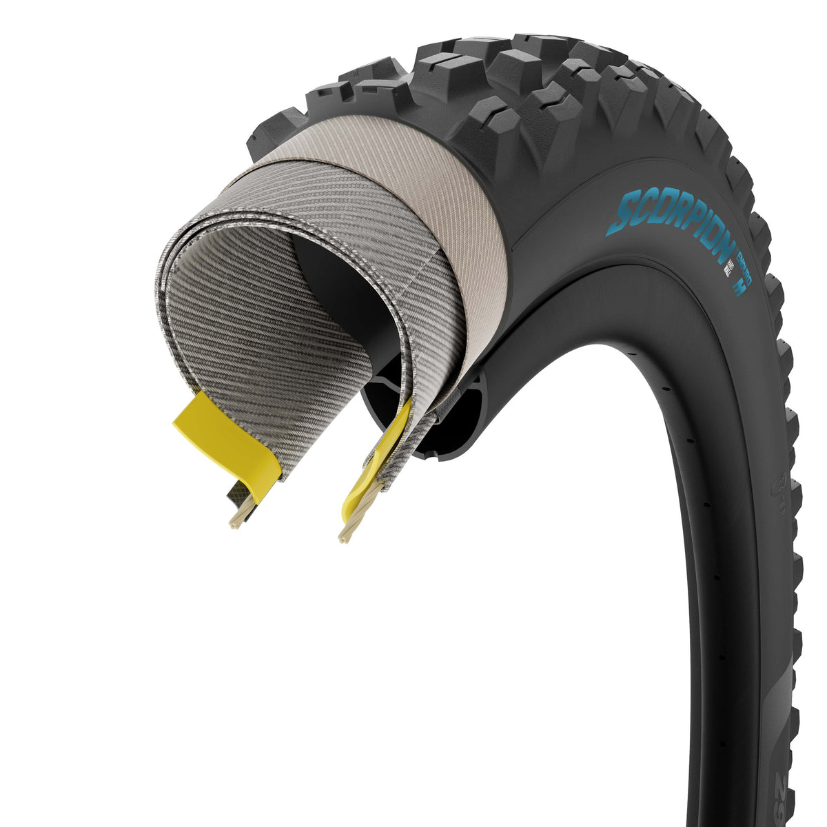 Cubierta PIRELLI SCORPION ENDURO M COLOUR EDITION 29x2.40 HardWall Tubeless Ready plegable negro/turquesa Petronas