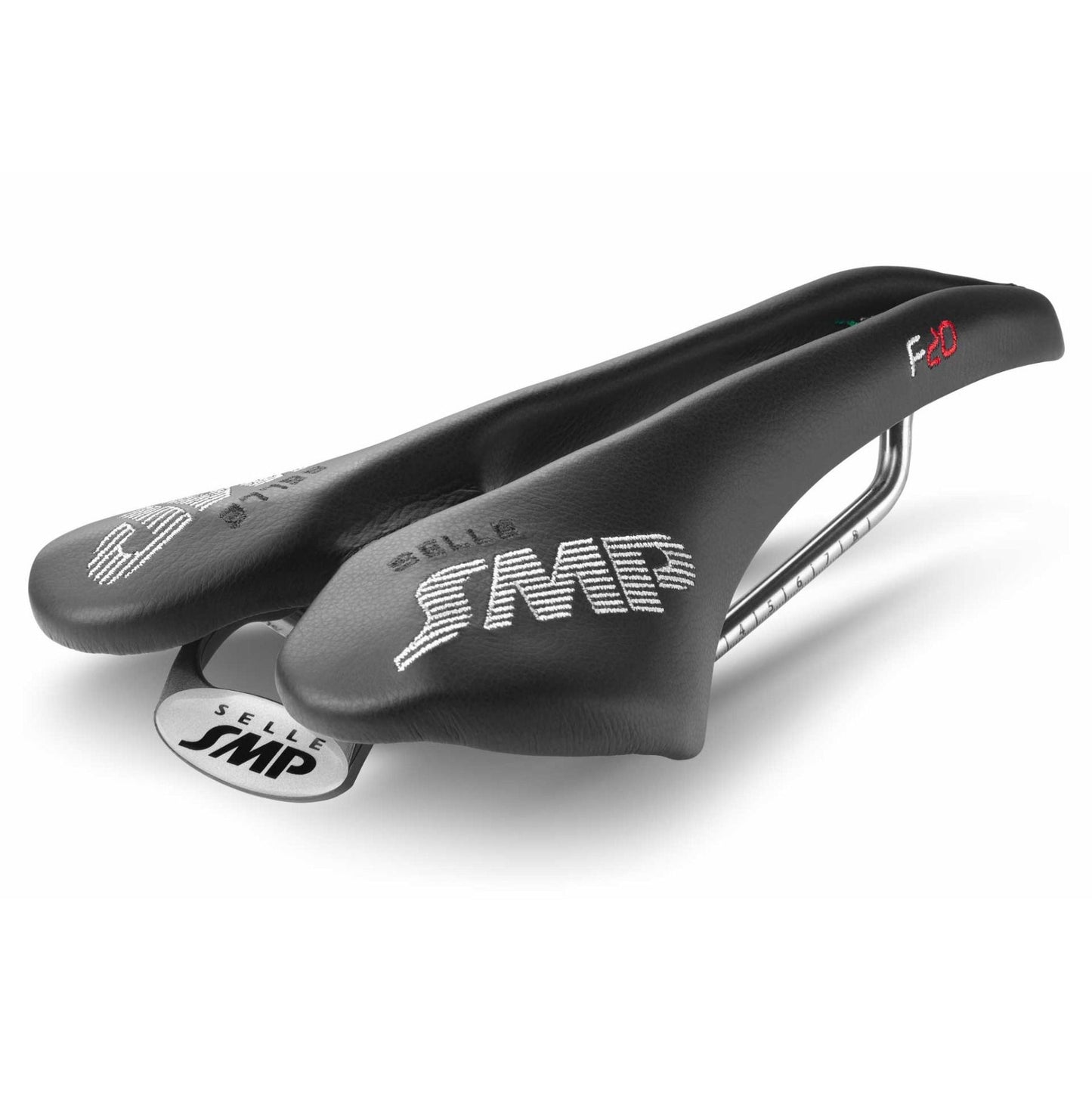 Sillín SMP F20 Raíles de acero inoxidable Negro