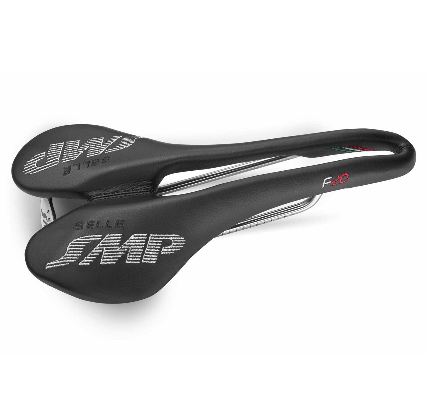 Sillín SMP F20 Raíles de acero inoxidable Negro