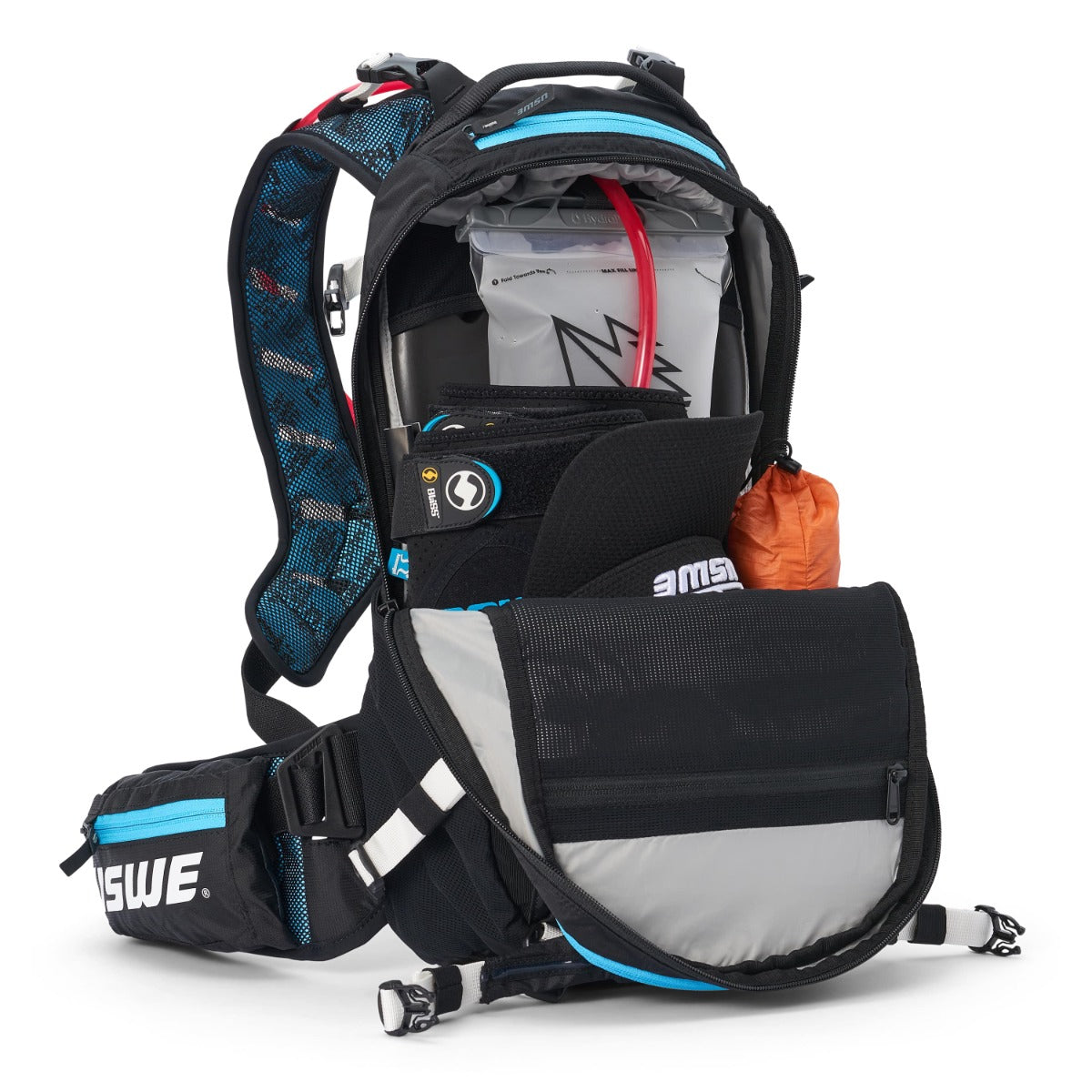 Mochila USWE FLOW 16 L con bandolera integrada Negro/Azul