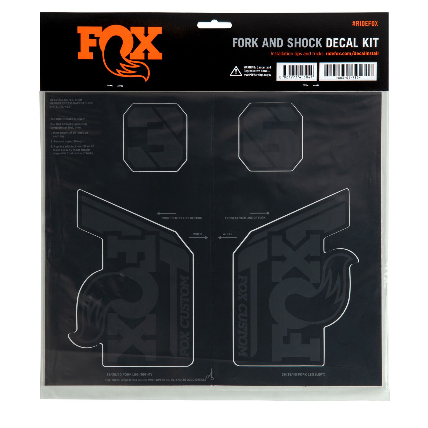 Kit Pegatinas Horquilla y Amortiguador FOX Negro