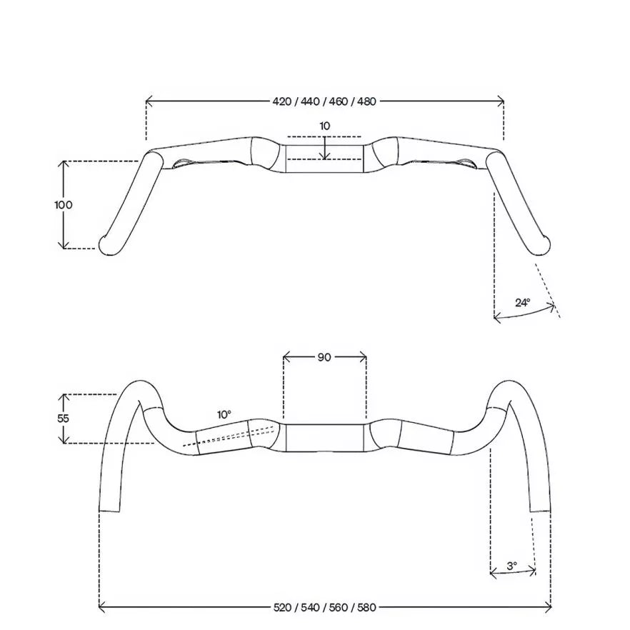 Manillar DEDA GERA ALU 6061 EOS-Endurance DCR 24° POB FINISH