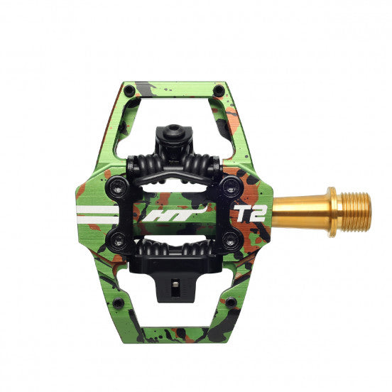 Pedales HT COMPONENTS ENDURO T2T Titanio Verde Camuflaje