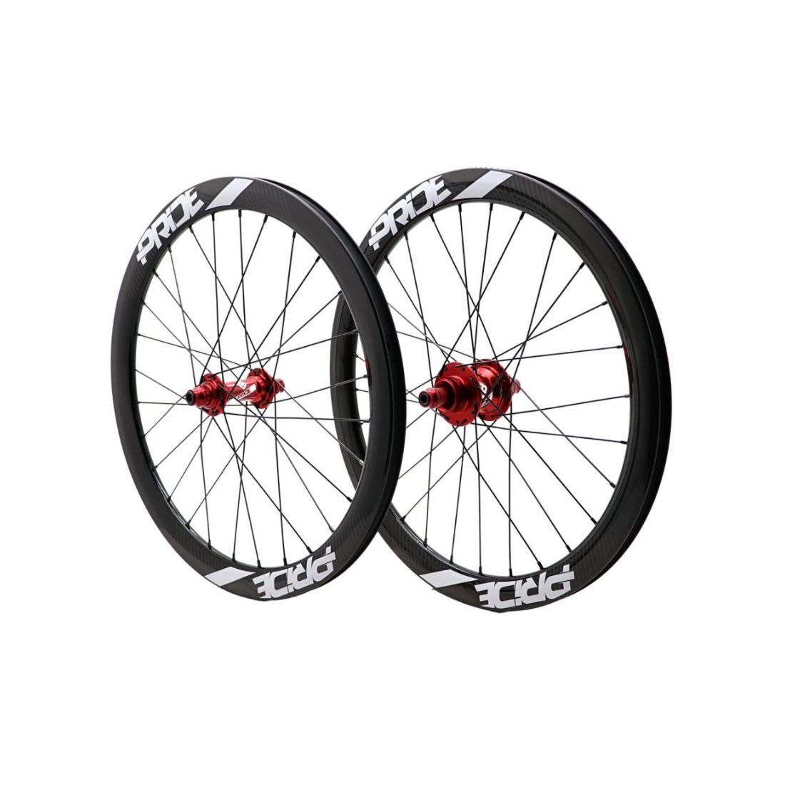 Par de Ruedas PRIDE 20" (451mm) Carbono Gravity Gloss Disc Pride Control V1 Ejes 10/10mm Rojo