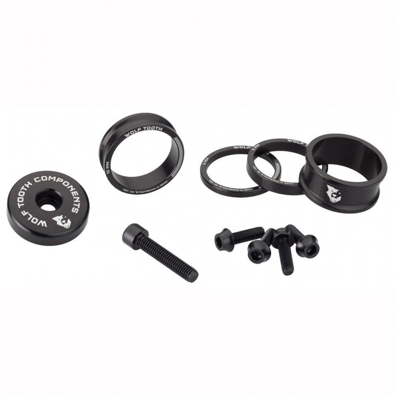 WOLFTOOTH BLING KIT Separadores, Tapa de Potencia y Tornillos Negro