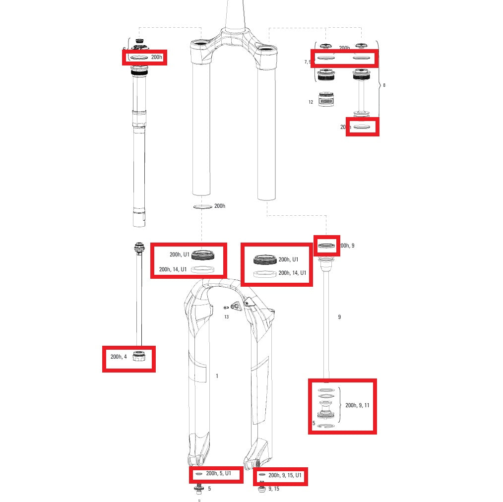 Kit de Mantenimiento 200 h/año ROCKSHOX PIKE/PIKE DJ SOLO AIR #00.4315.032.619