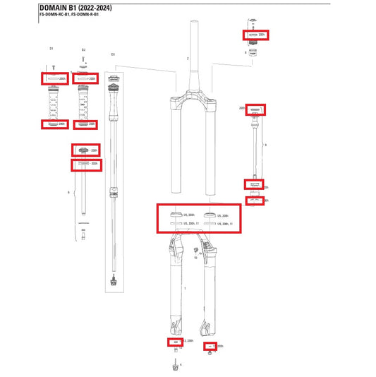 200 h/año Kit de mantenimiento para horquilla ROCKSHOX Dominio R/RC B1 2022-2024