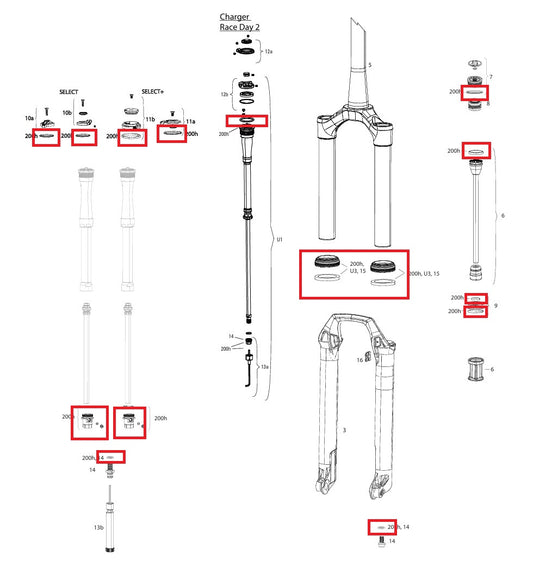 Kit de mantenimiento 200 h/1 Año ROCKSHOX SID SL (32mm) BASE/SELECT/SELECT+/ULTIMATE (2021-2023) GEN-C