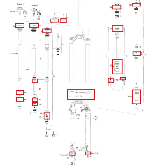 Kit de mantenimiento 200 h/año ROCKSHOX ZEB BASE/SELECT/SELECT+/ULTIMATE (2021+) GEN A1-A3