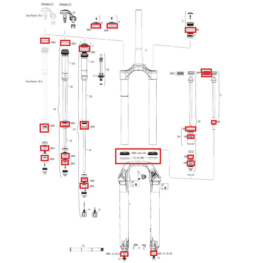 Kit de mantenimiento 200 h/año ROCKSHOX LYRIK BASE/SELECT/SELECT+/ULTIMATE (2022+) GENERATION-D