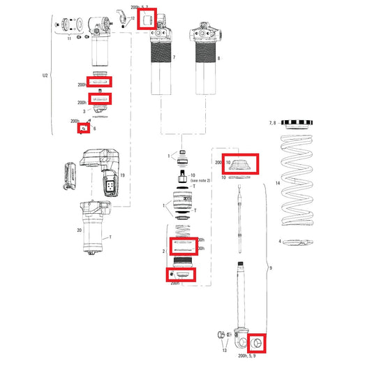 Kit de servicio 200 horas / 1 año ROCKSHOX VIVID COIL C1+ (2025+)