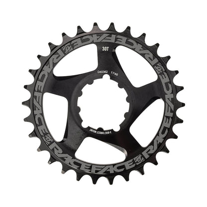 Plato monoplato RACE FACE NARROW WIDE 9/10/11/12V Direct Mount Boost compatible con SRAM negro — vista del plato sobre fondo blanco