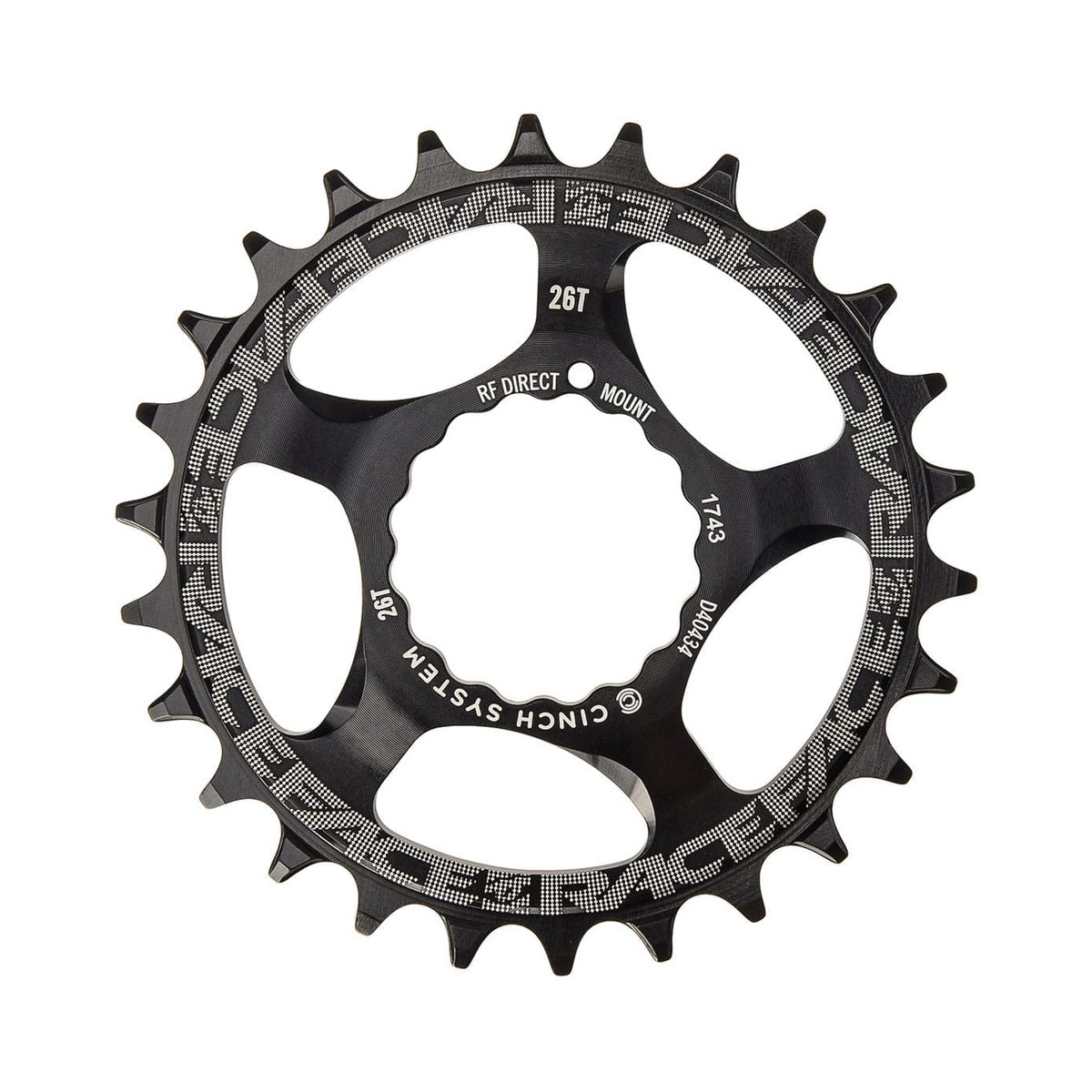 Plato monoplato RACE FACE NARROW WIDE 9/10/11/12V Cinch Direct Mount negro — vista del plato sobre fondo blanco