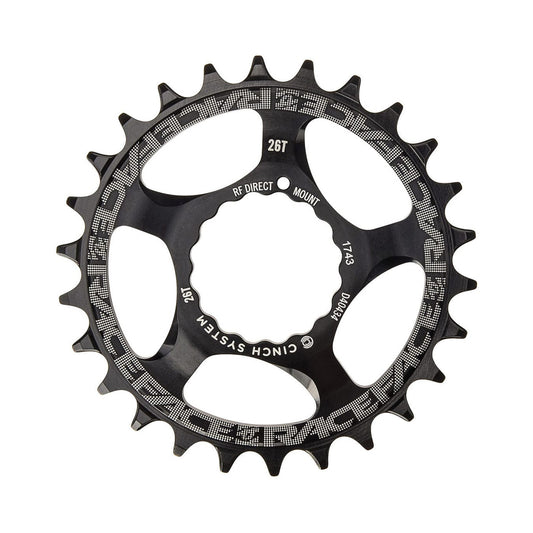 Plato monoplato RACE FACE NARROW WIDE 9/10/11/12V Cinch Direct Mount negro — vista del plato sobre fondo blanco