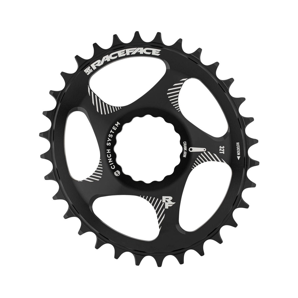 Plato monoplato RACE FACE OVAL NARROW WIDE 10/11/12V Cinch Direct Mount negro — vista del plato sobre fondo blanco