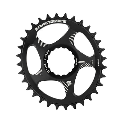Plato monoplato RACE FACE OVAL NARROW WIDE 10/11/12V Cinch Direct Mount negro — vista del plato sobre fondo blanco