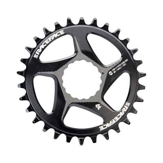 Plato monoplato RACE FACE 12V Direct Mount compatible con SHIMANO negro — vista del plato sobre fondo blanco