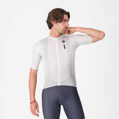 Maillot CASTELLI DRITTONE LOGO Mangas Cortas Blanco