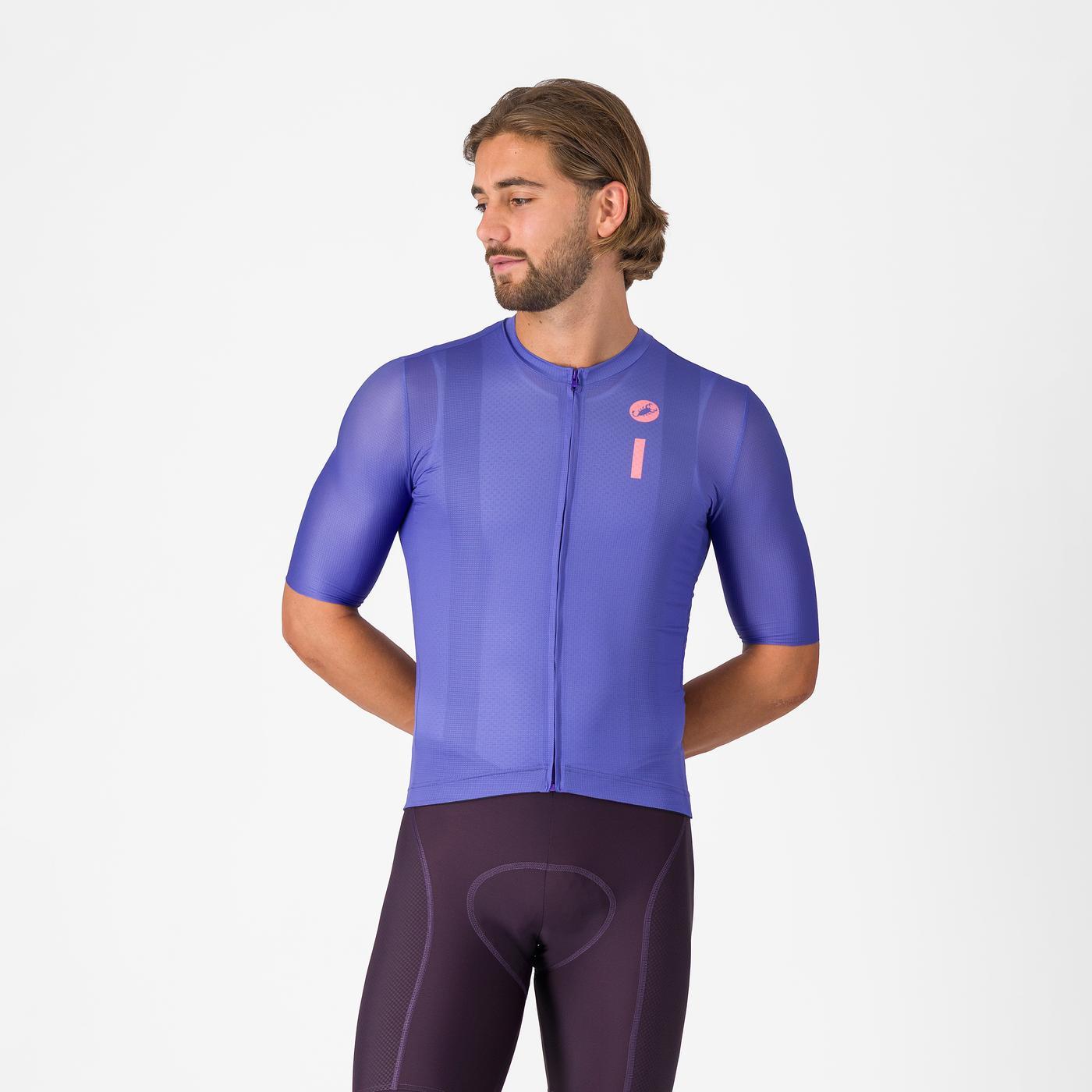Maillot de manga corta CASTELLI DRITTONE LOGO Morado