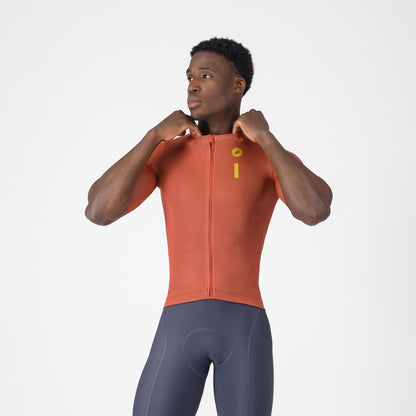 Maillot CASTELLI DRITTONE LOGO Mangas Cortas Paprika
