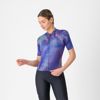 Maillot CASTELLI COSMIC VORTEX Mujer Mangas Cortas Violeta