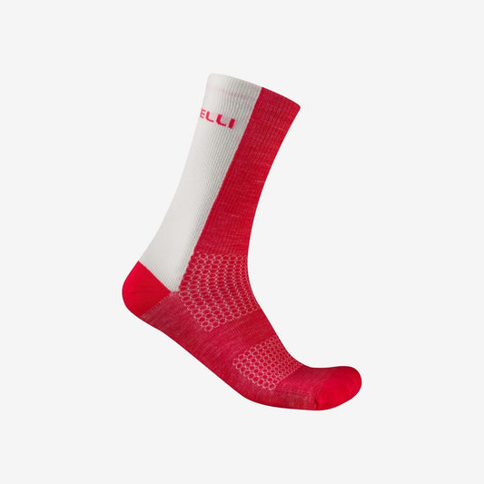 Calcetines CASTELLI LOGO 18 MERINO Rojo/Blanco