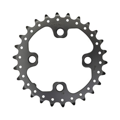 Plato interior SHIMANO DEORE M615/SLX M675/XT M785 de 10 velocidades, 4 orificios, 64 mm — vista del plato sobre fondo blanco