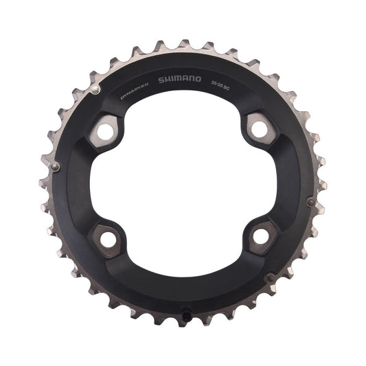 Plato exterior SHIMANO SLX M7000 de 11 velocidades para doble plato, 4 orificios, 96 mm — vista del plato sobre fondo blanco