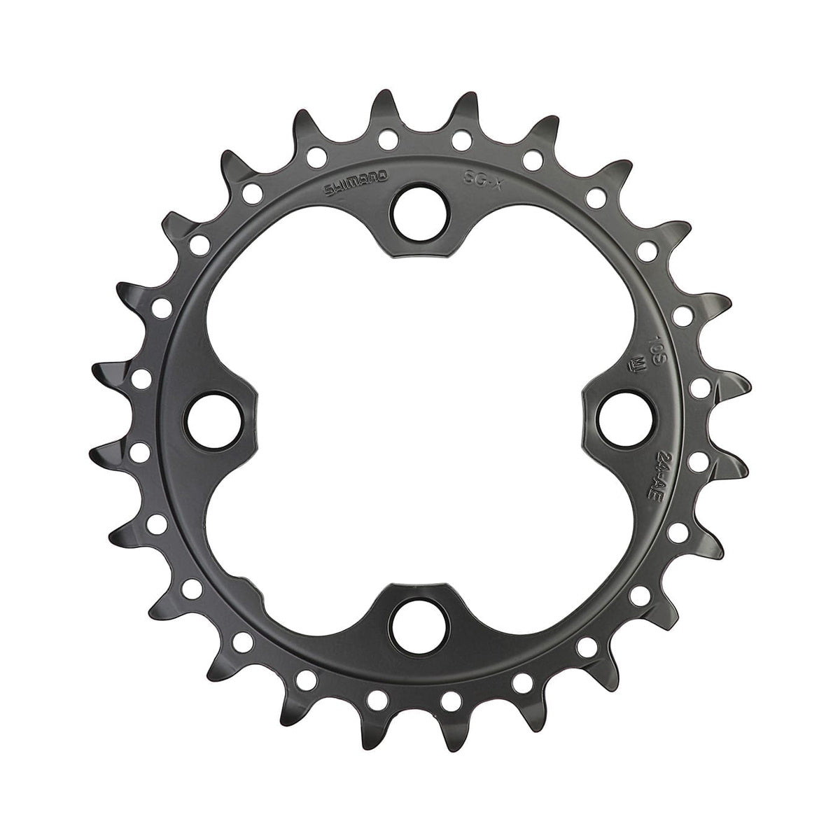 Plato interior SHIMANO SLX M660 de 9/10 velocidades, 4 orificios, 64 mm — vista del plato sobre fondo blanco